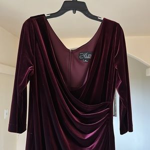 Alex Evenings 16P Evening Gown Red Velveteen, Dry Cleaned, 57” long. Worn Once